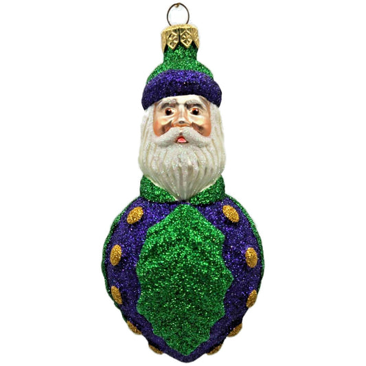 Patricia Breen Hollyberry Santa Purple Green Glass Christmas Ornament CATZ 9722