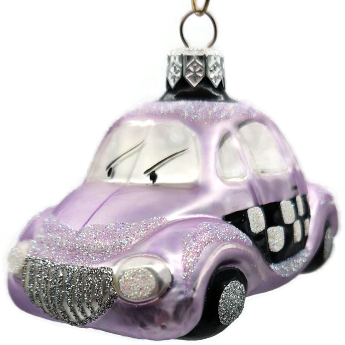 Patricia Breen Little Yellow Taxi Lavender Glitter Hood Christmas Ornament 9631