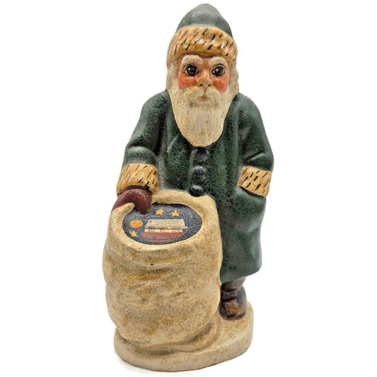 Vaillancourt Folk Art Father Christmas with Noahs Ark in Sack Christmas Figurine