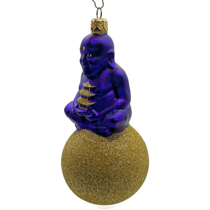 Patricia Breen Ornament Buddha on Ball Purple Gold Glittered Ball Christmas Tree