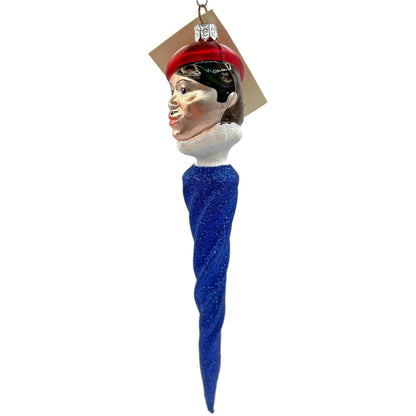 Patricia Breen French Twist Blue Glittered Icicle Red Hat Christmas Ornament
