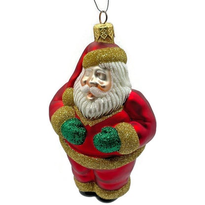 Patricia Breen HO HO HO Santa Claus Red Gold Matte Christmas Tree Ornament