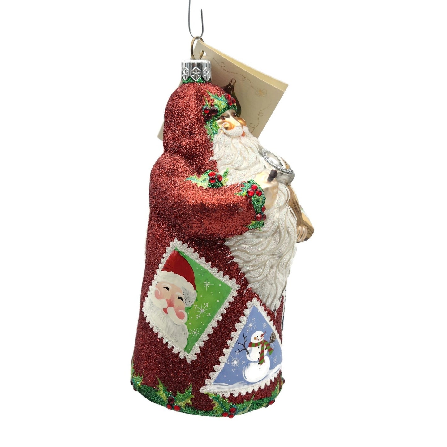 Patricia Breen Evans Santa Claus Noel Red Stamp Holly Snowman Christmas Ornament