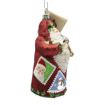 Patricia Breen Evans Santa Claus Noel Red Stamp Holly Snowman Christmas Ornament