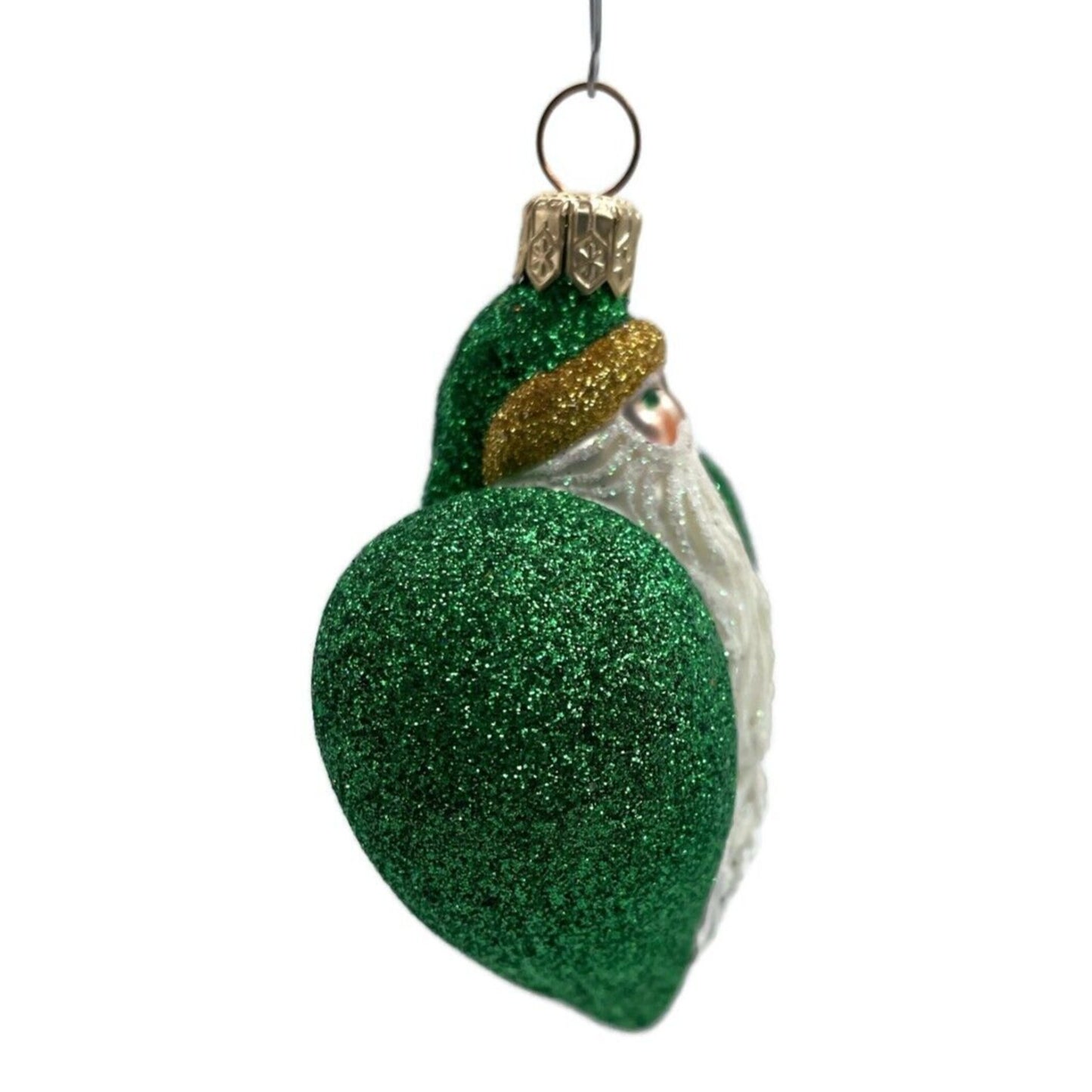Ornament Patricia Breen Santa du Coeur Green Valentines Heart Glittered Holiday