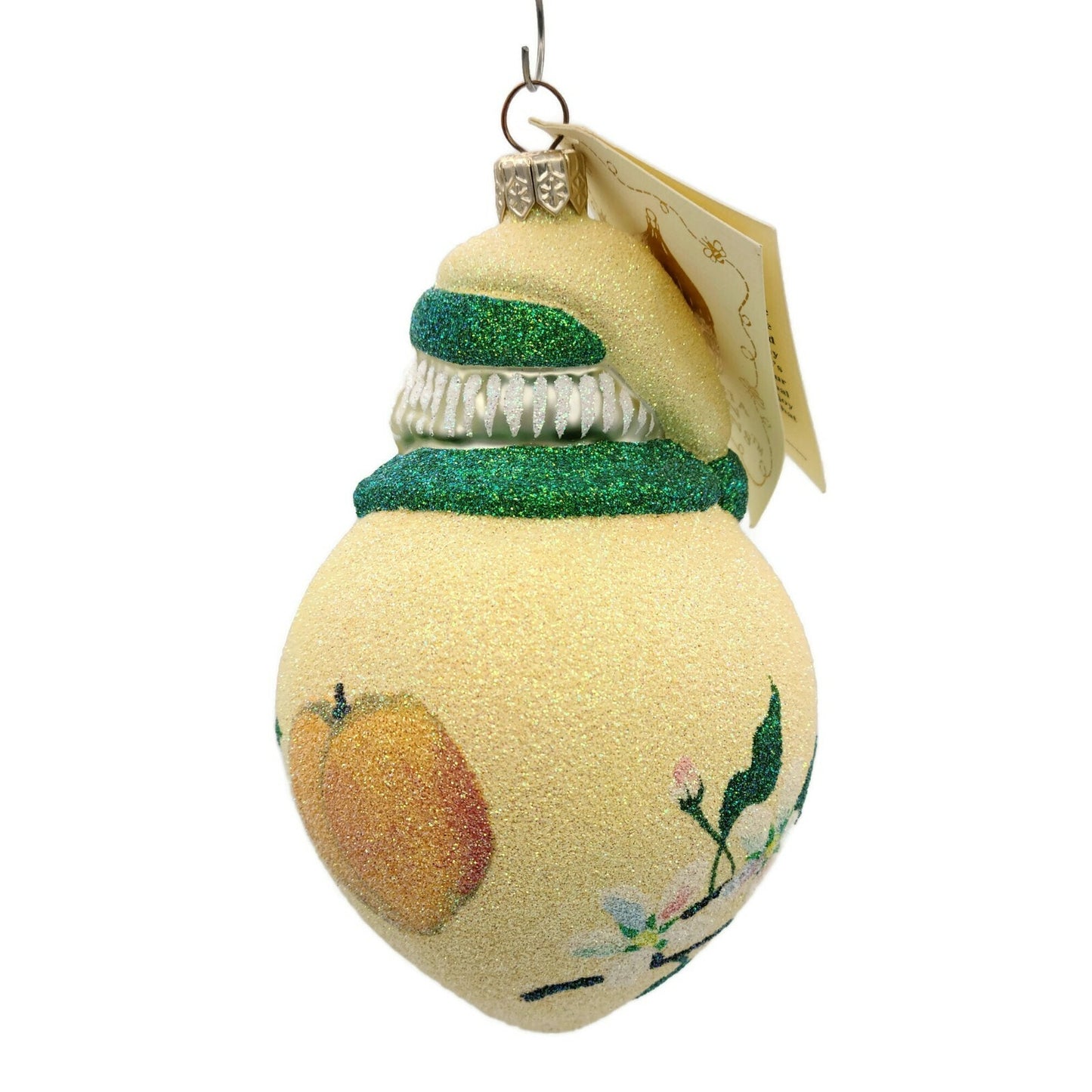 Patricia Breen Santa Poeticus Peaches Glittered Spring Christmas Tree Ornament