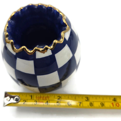 Mackenzie Childs Royal Check Blue Bunny Hostess Napkin Weight Egg Toothpick Set