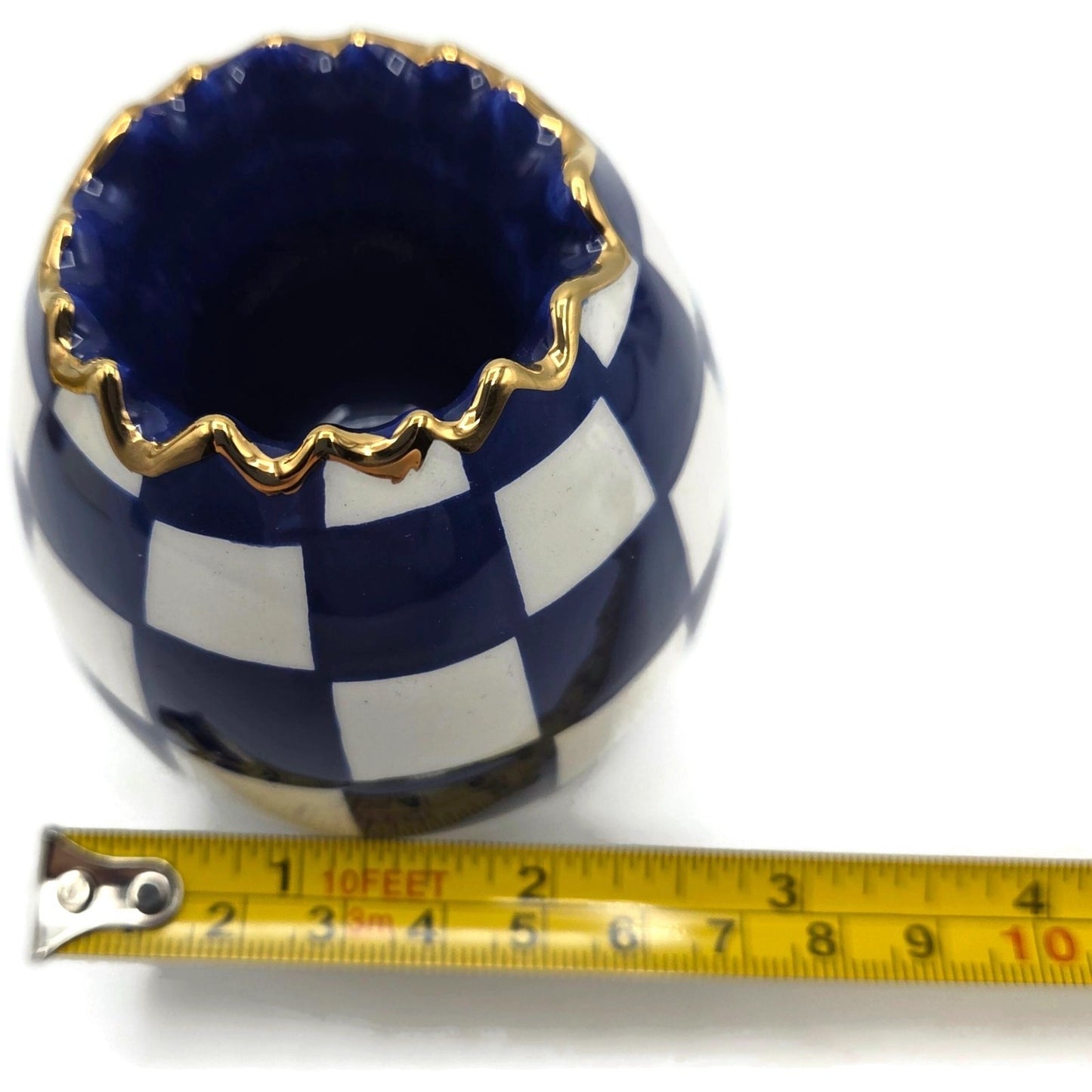Mackenzie Childs Royal Check Blue Bunny Hostess Napkin Weight Egg Toothpick Set