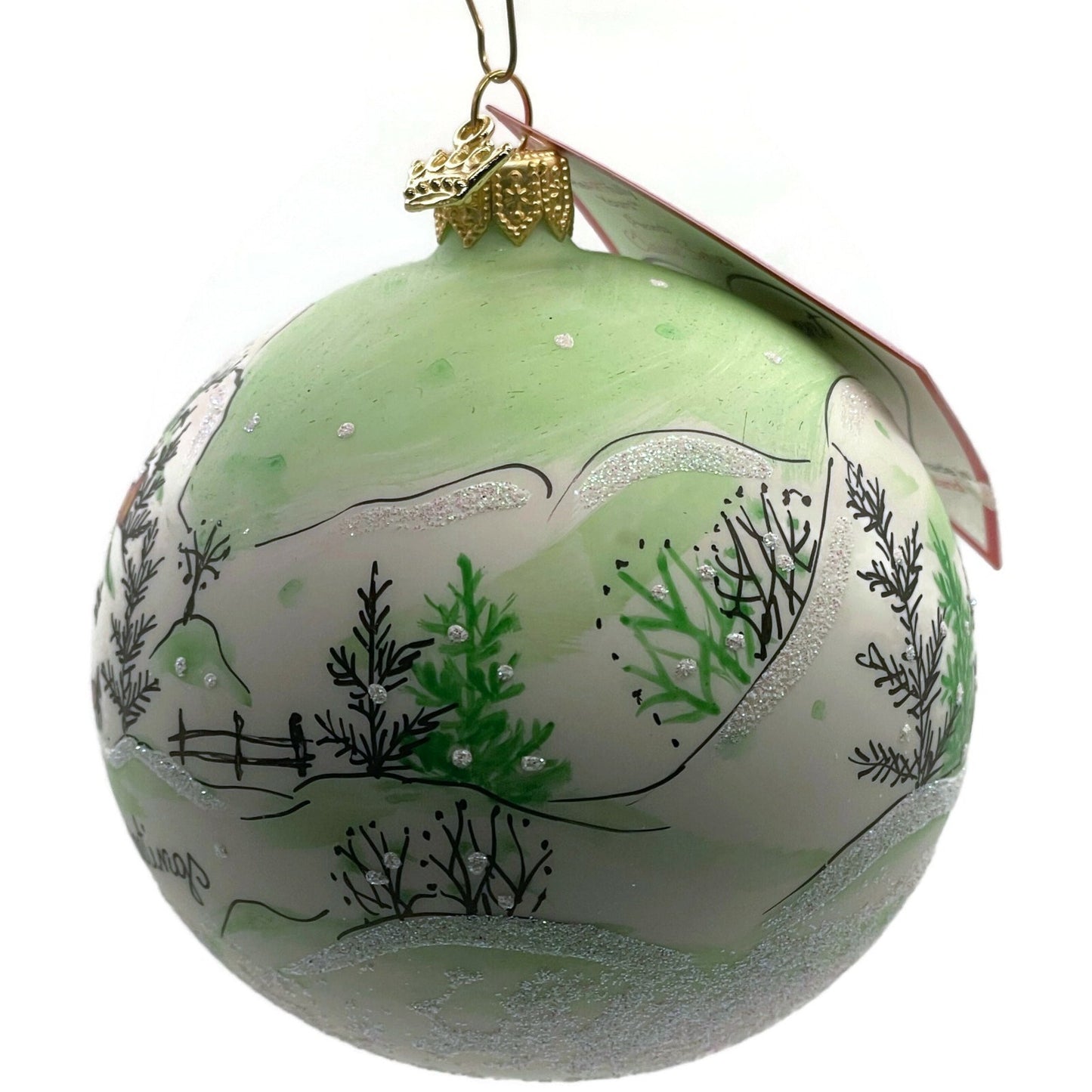 Heartfully Yours Orb Winter Valley Scenery Village Snow Christmas Tree Ornament