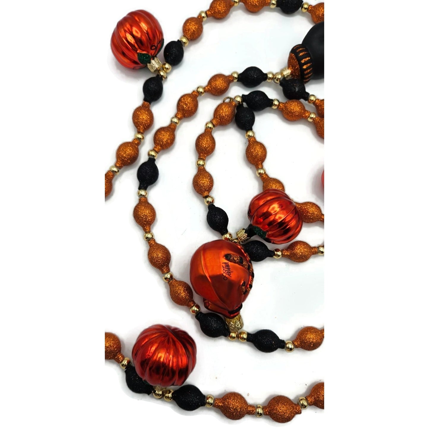 Patricia Breen Halloween Garland Pumpkins Mittens Glass Glitter OOAK 2000CO