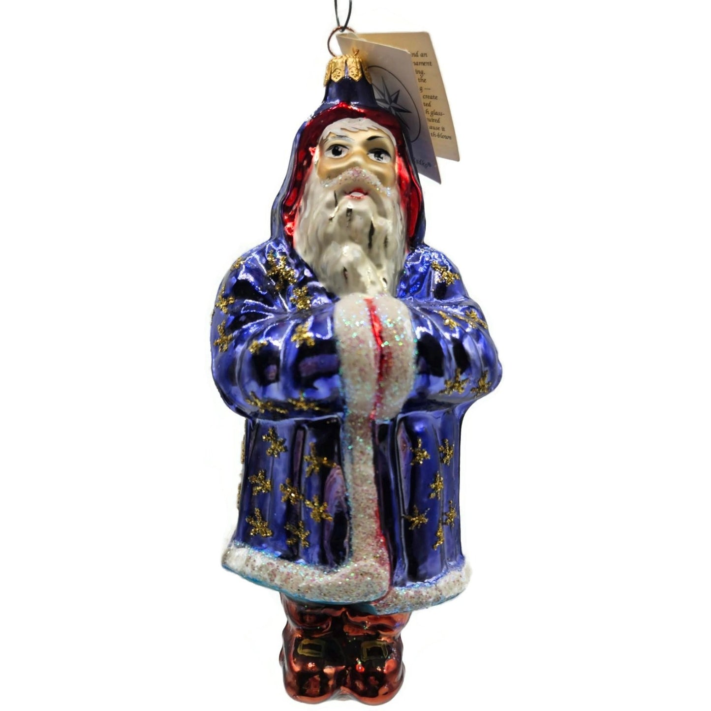 Christopher Radko Starcape Santa Claus Blue Coat Christmas Tree Ornament