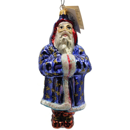 Christopher Radko Starcape Santa Claus Blue Coat Christmas Tree Ornament