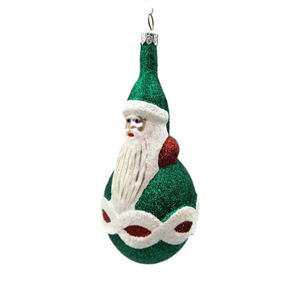 Ornament Patricia Breen Faberge Santa Green Red Glittered Christmas Tree Decor