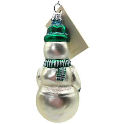 Patricia Breen Snowman Green Pearl White Striped Christmas Tree Ornament