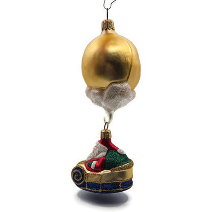 Patricia Breen Night Flight Santa Gold Sleigh Gold Moon Christmas Ornament