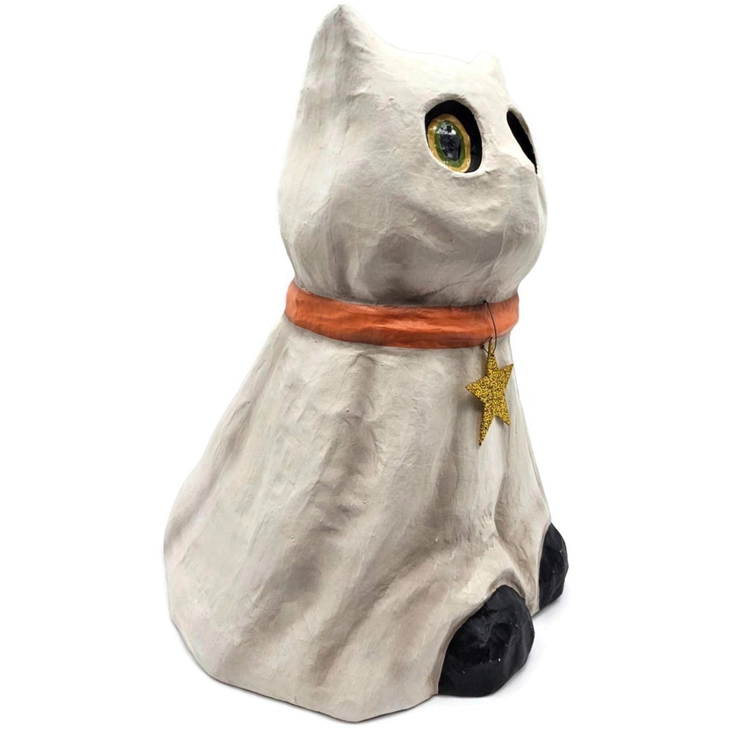 Bethany Lowe Casper Ghost Cat Friendly Spooky Star Paper Mache Halloween Decor