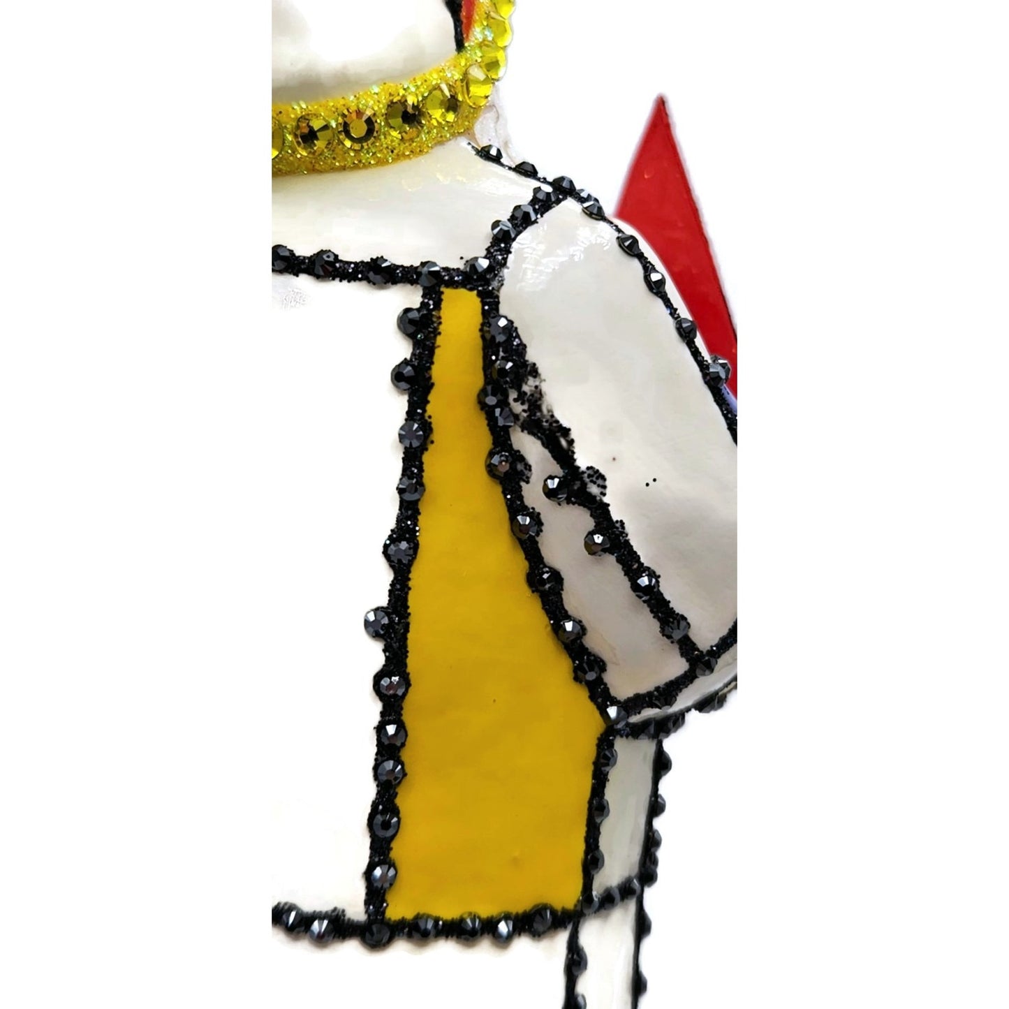 Patricia Breen De Stijl Santa Red Yellow Blue Art Crystals Christmas Ornament