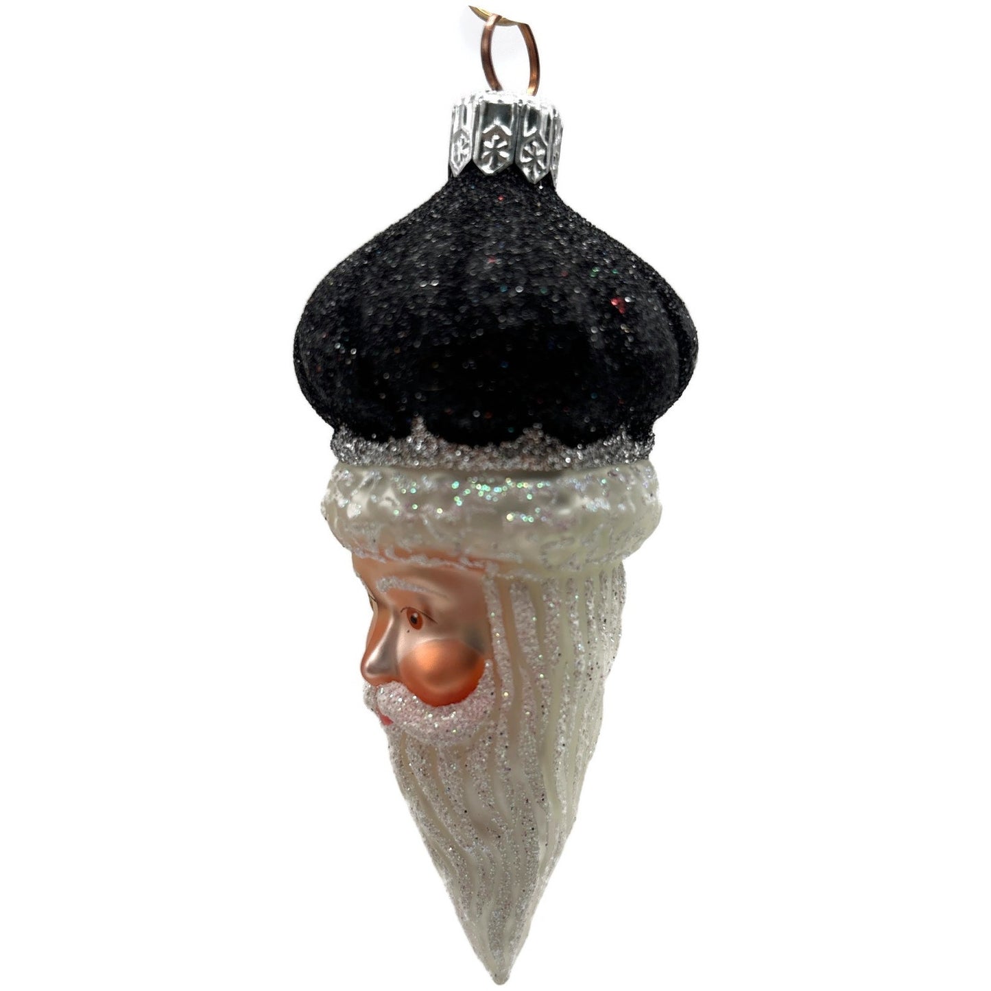 Patricia Breen Miniature Minsk Santa Head Black Christmas Tree Ornament CATZ