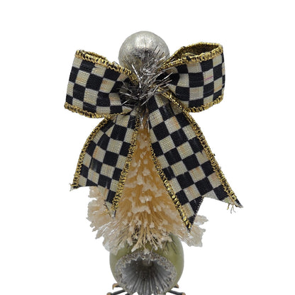 Mackenzie Childs Home Sweet Snow Bottle Brush Tree Mini Yellow Courtly Check