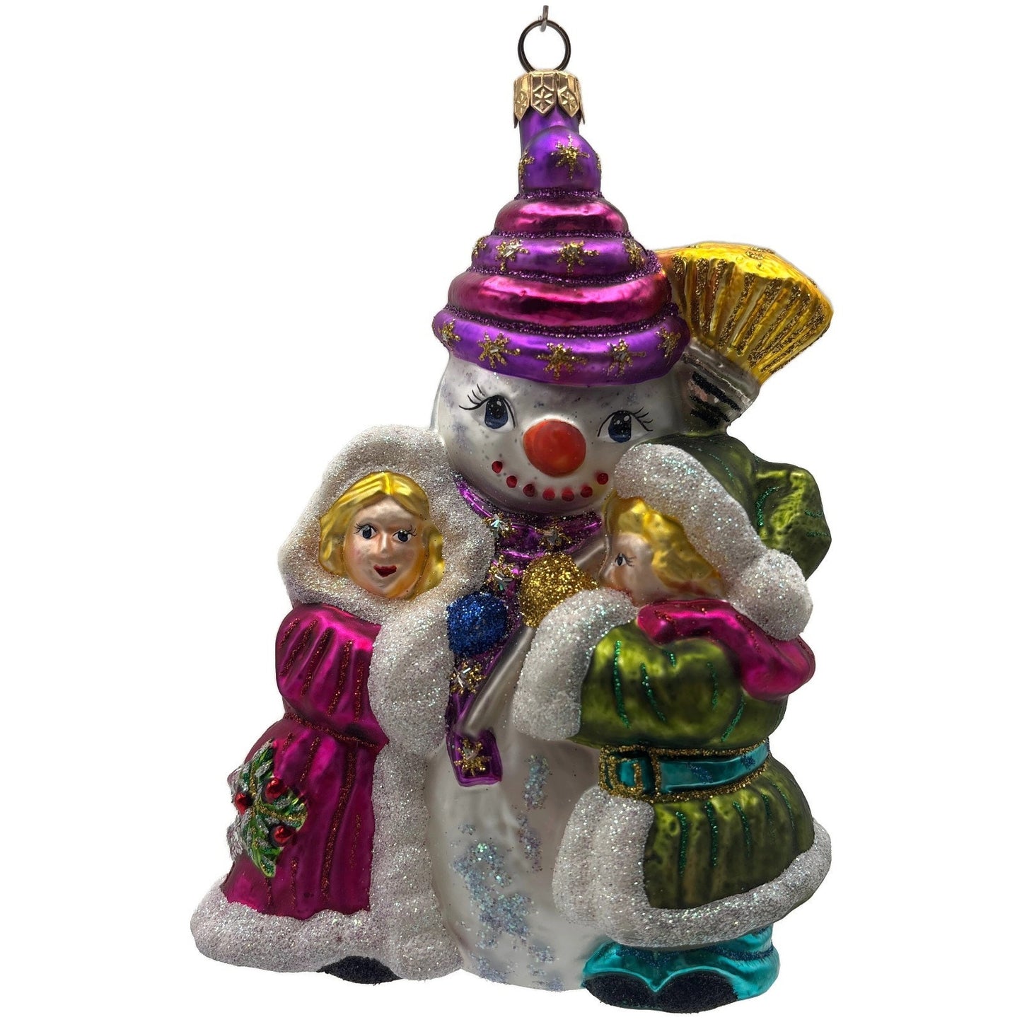 Larry Fraga Love That Snowman Winter Fun Glitter Glass Christmas Tree Ornament
