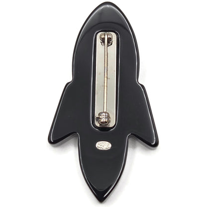 Chanel Rocket Brooch 17S A89416 Space Ship Pin Black Red Grey Glitter Rare Resin