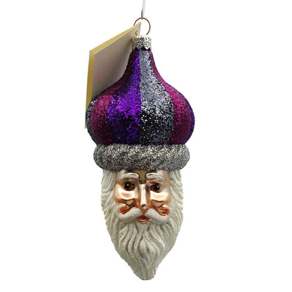 Patricia Breen Carnival Noël Purple Silver Santa Head Christmas Tree Ornament