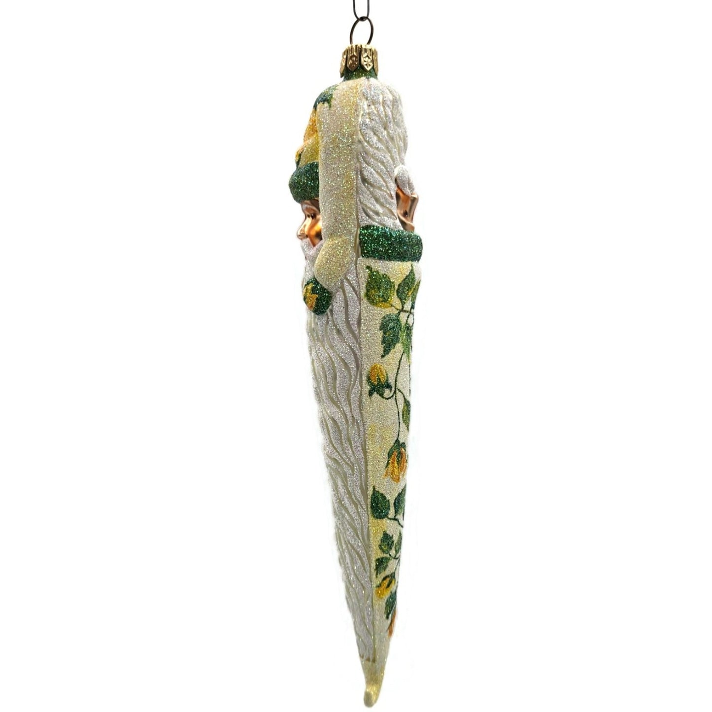 Patricia Breen Bowman Santa Yellow Roses Green Trim Spring Christmas Ornament