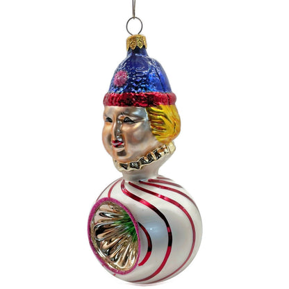 Christopher Radko Squiggles Stripe Reflector Clown Christmas Tree Decor Ornament