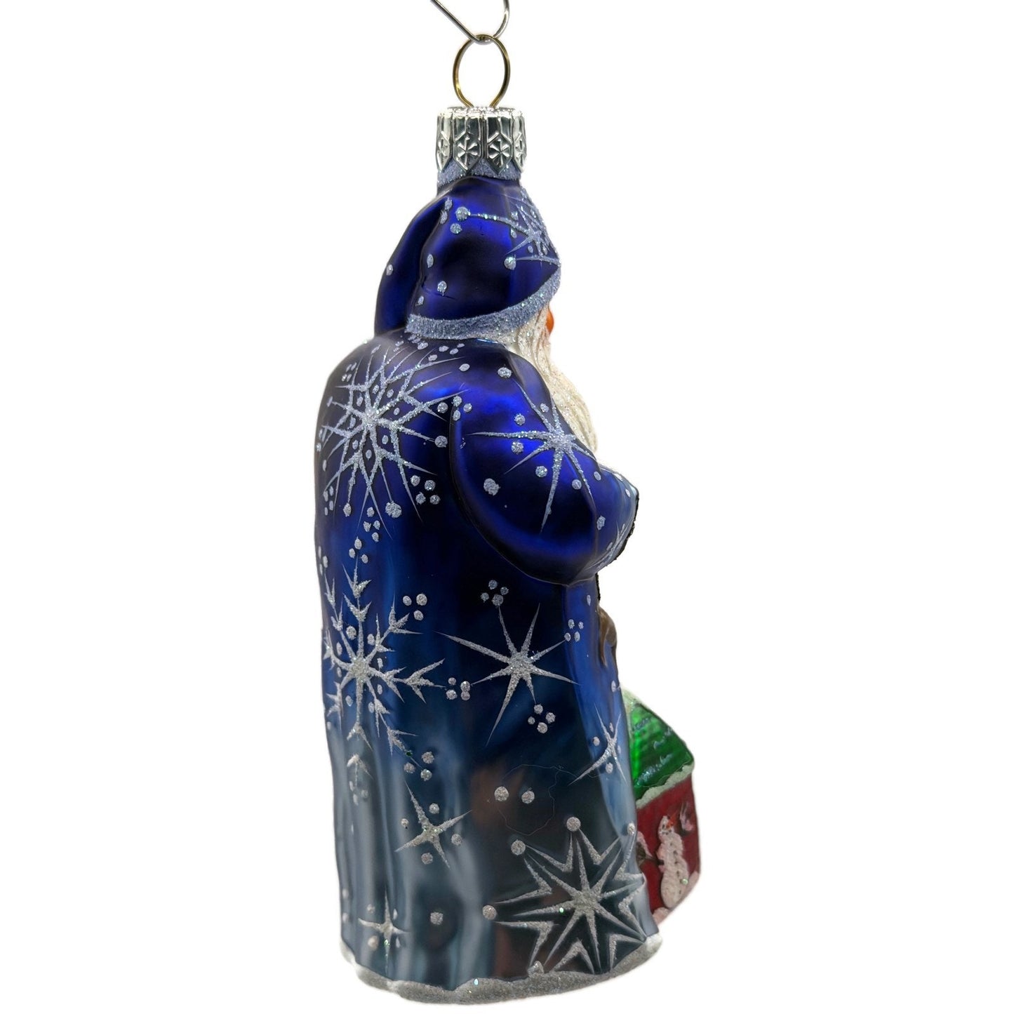 Patricia Breen Marionette Santa Reindeer Blue Snowflakes Christmas Ornament 2328