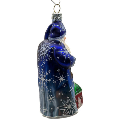 Patricia Breen Marionette Santa Reindeer Blue Snowflakes Christmas Ornament 2328