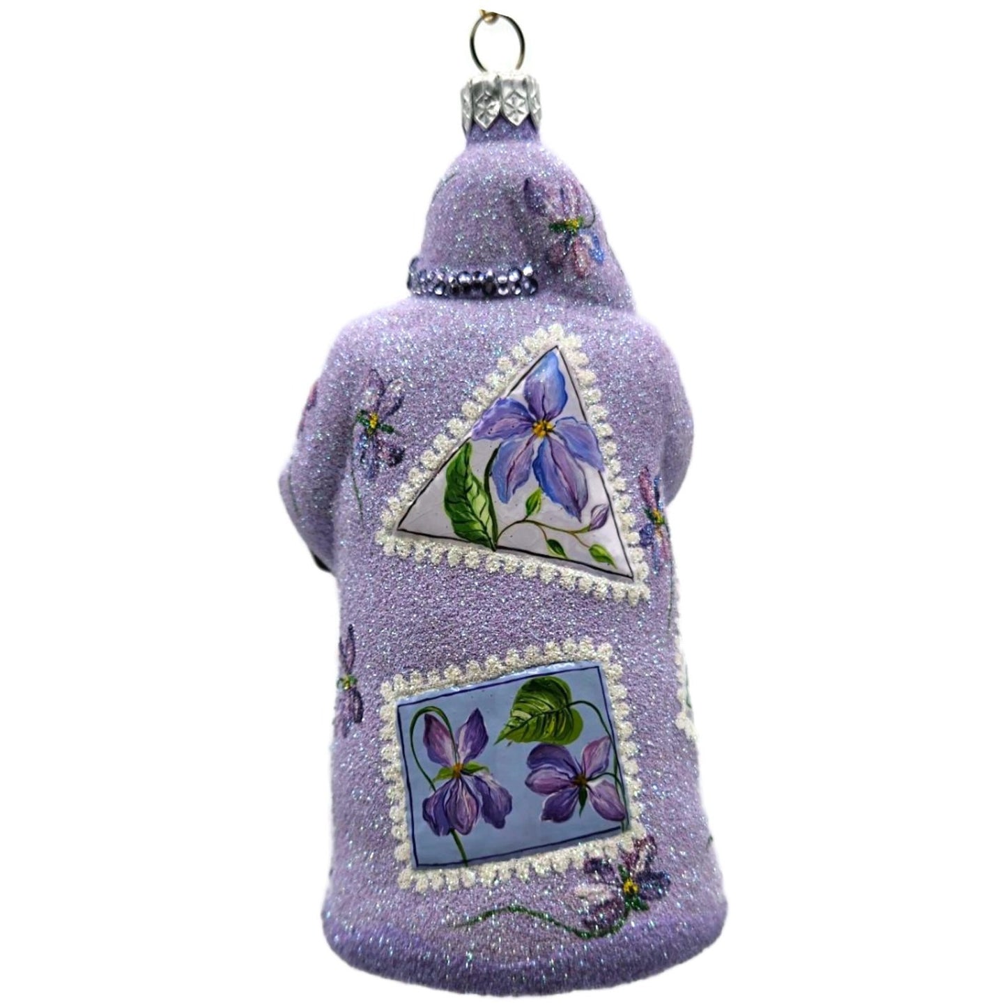 Patricia Breen Evans Santa Pansy Purple Jeweled Spring Christmas Ornament 2518