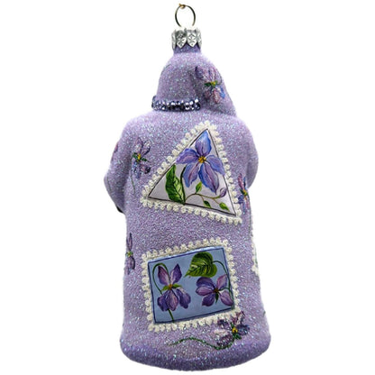 Patricia Breen Evans Santa Pansy Purple Jeweled Spring Christmas Ornament 2518