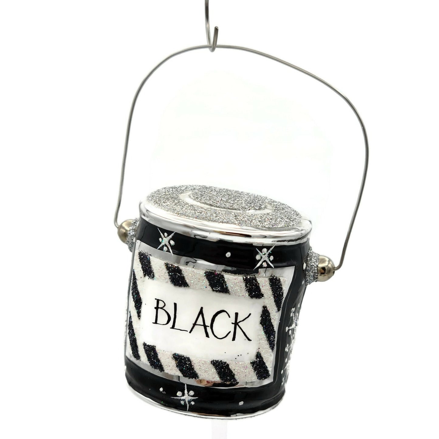 Patricia Breen Colourful Quarts Black Snowflakes Paint Can Christmas Ornament
