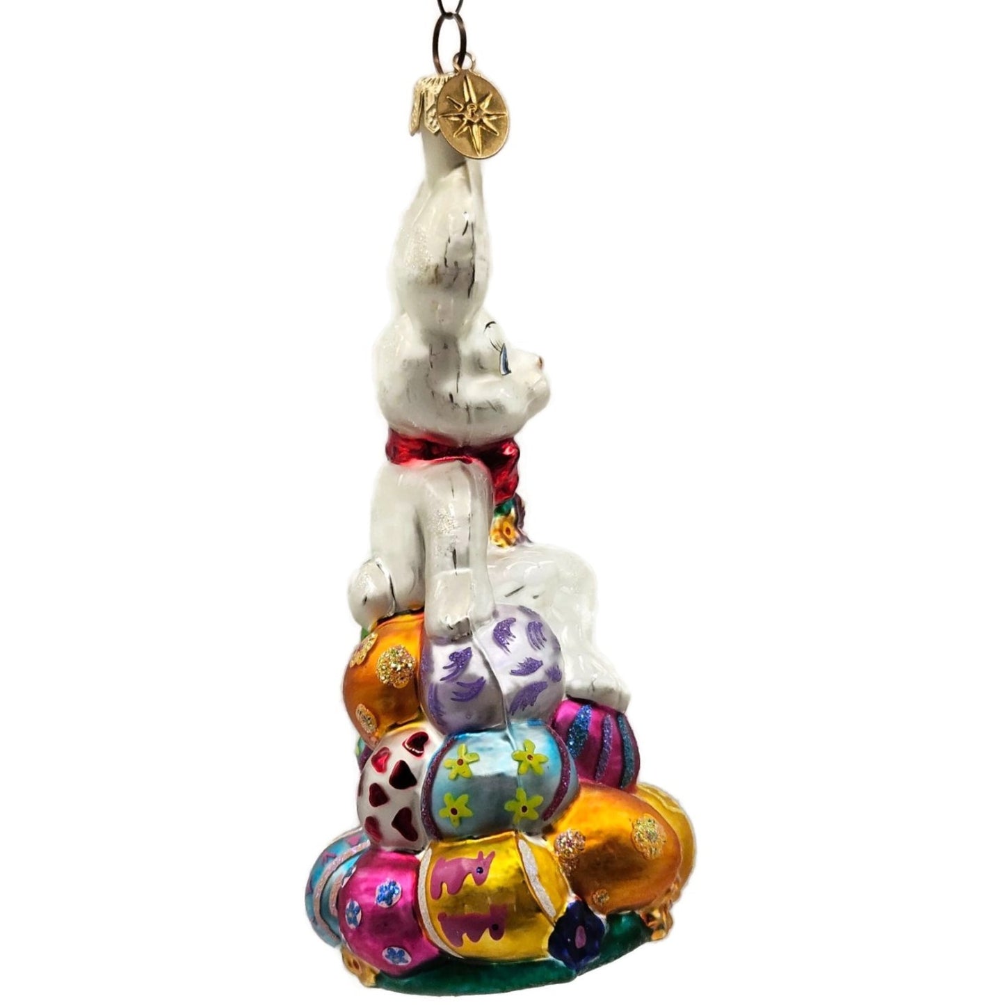 Christopher Radko Egg Hop Easter Bunny Egg Holiday Glass Ornament 004960