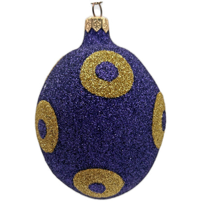 Patricia Breen Egg Purple Gold Polka Dot Easter Christmas Tree Ornament Glitter