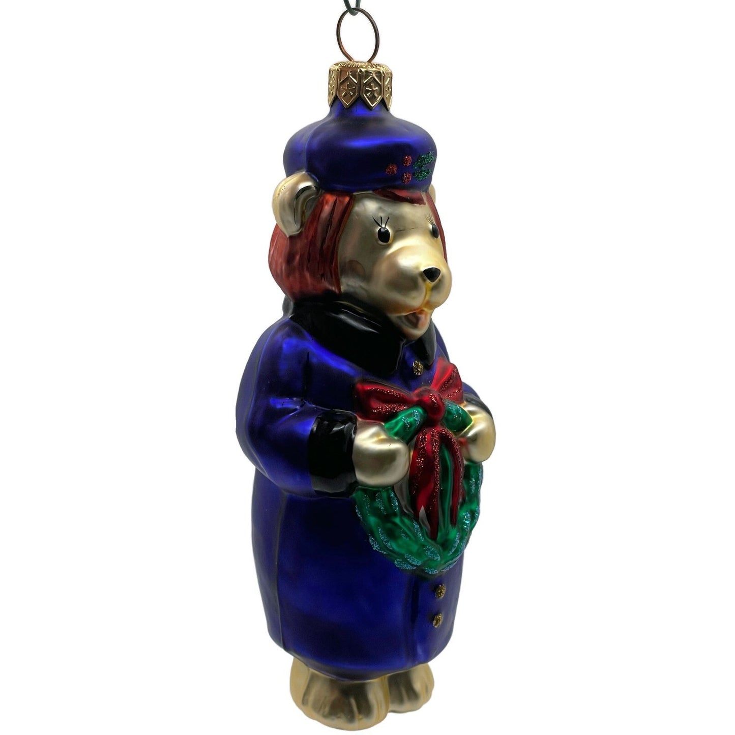 Patricia Breen Mama Bear Blue Hat Coat Holly Wreath Christmas Tree Ornament
