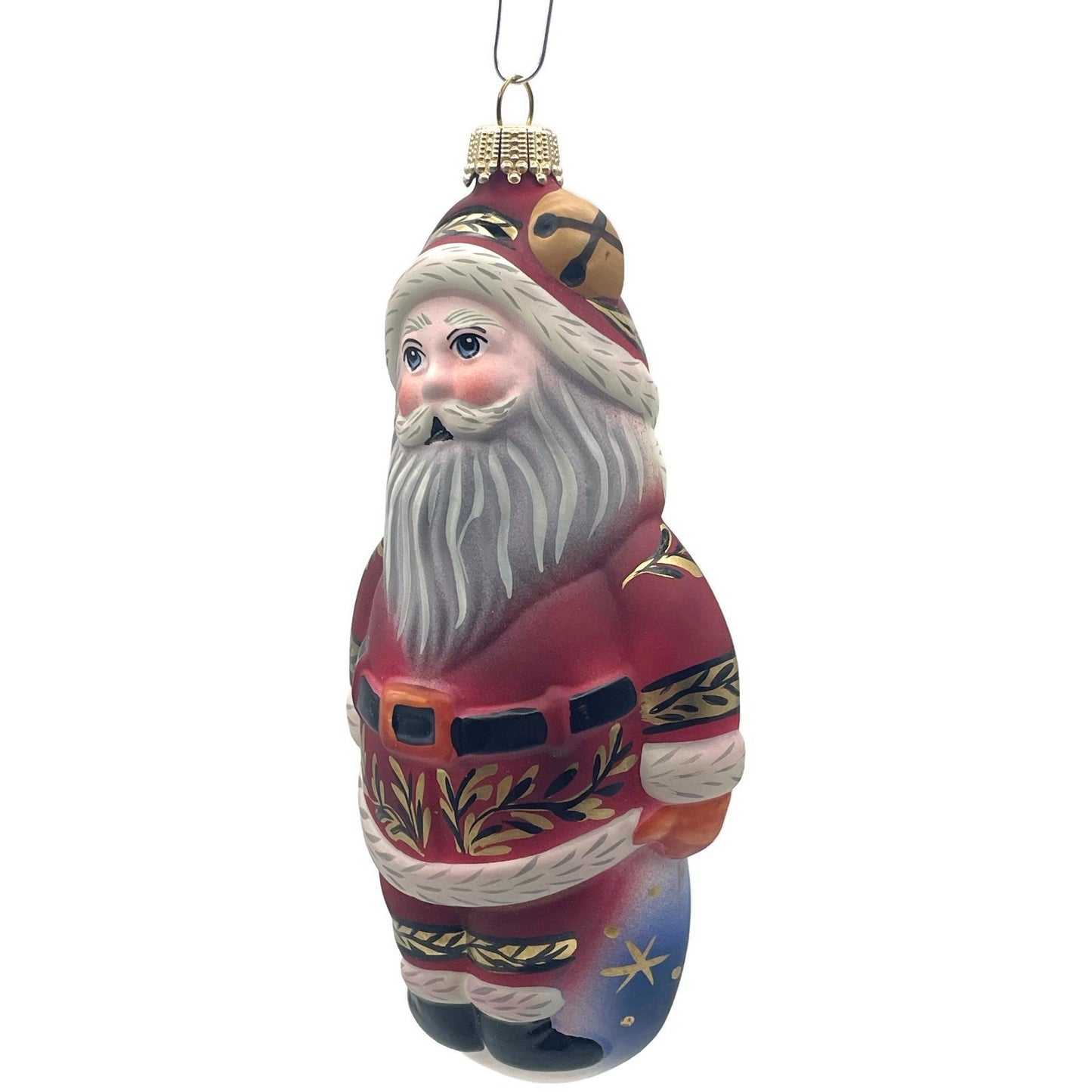 Vaillancourt Santa with Bell Red Coat Folk Art Chalk Christmas Tree Ornament