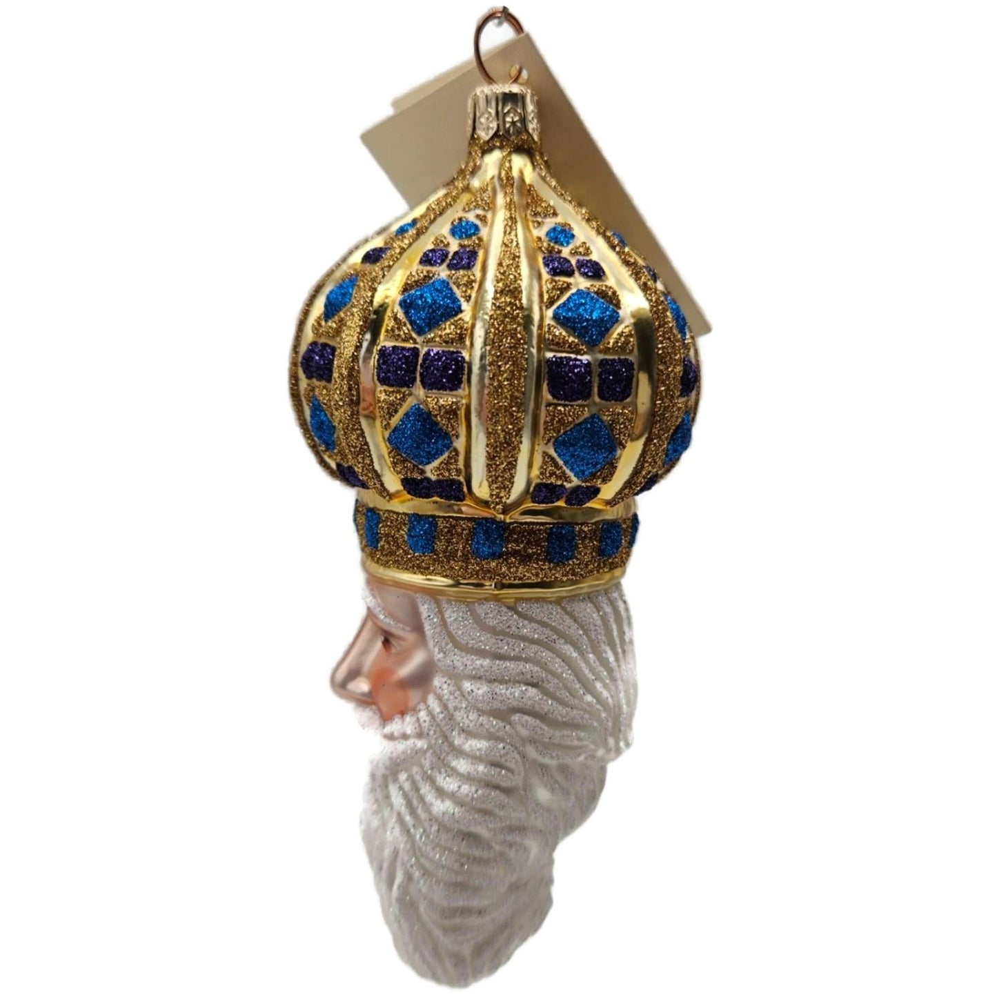 Patricia Breen Bijoux Noel Gold Blue Santa Claus Christmas Tree Ornament