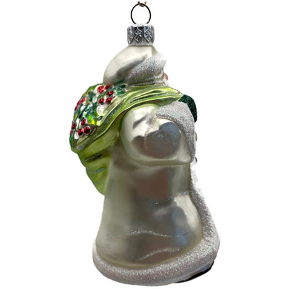 Patricia Breen Santa For Anthony Pearl White Green Holly Christmas Tree Ornament
