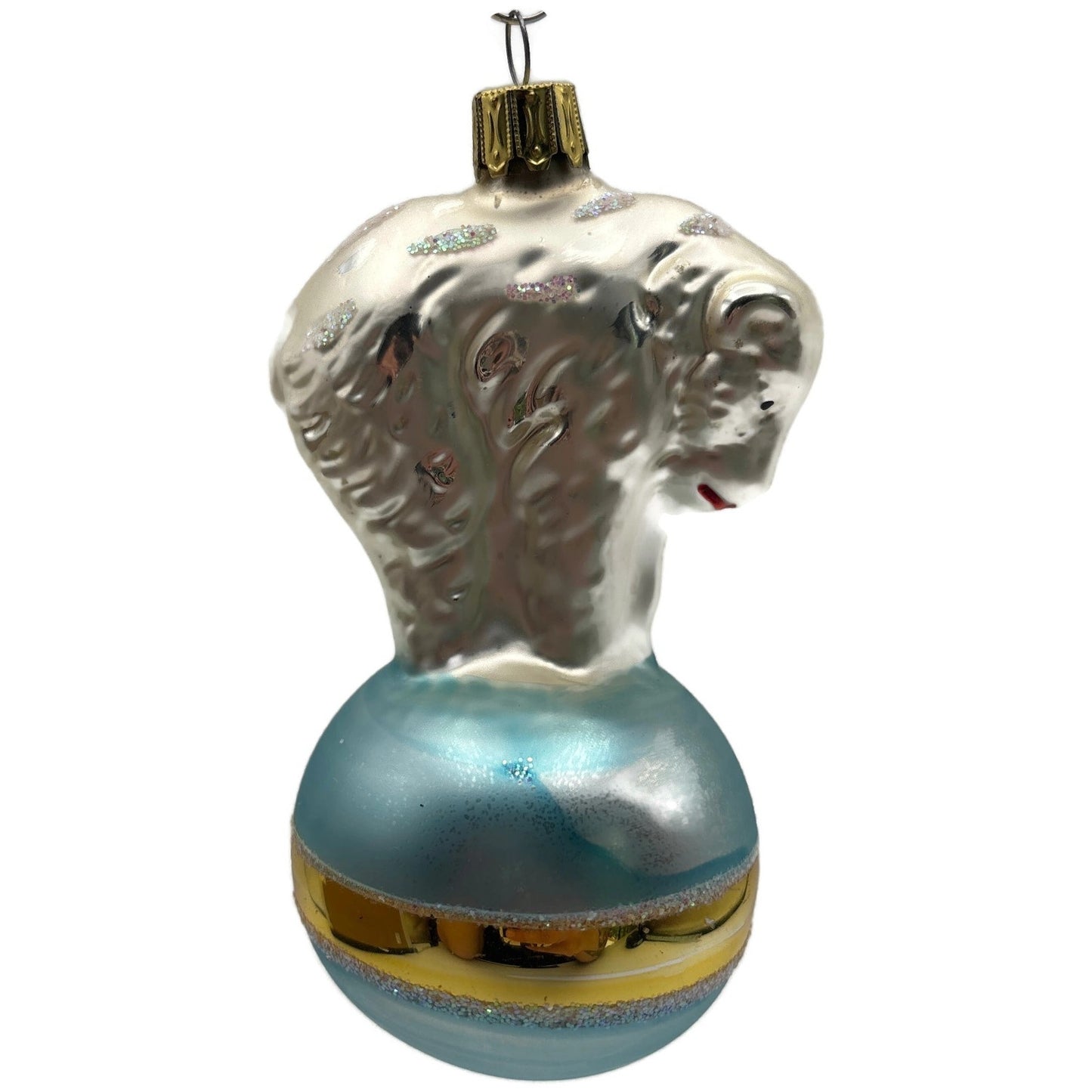 Christopher Radko Polar Bear Glass Christmas Ornament Blue Ball 92-184-0