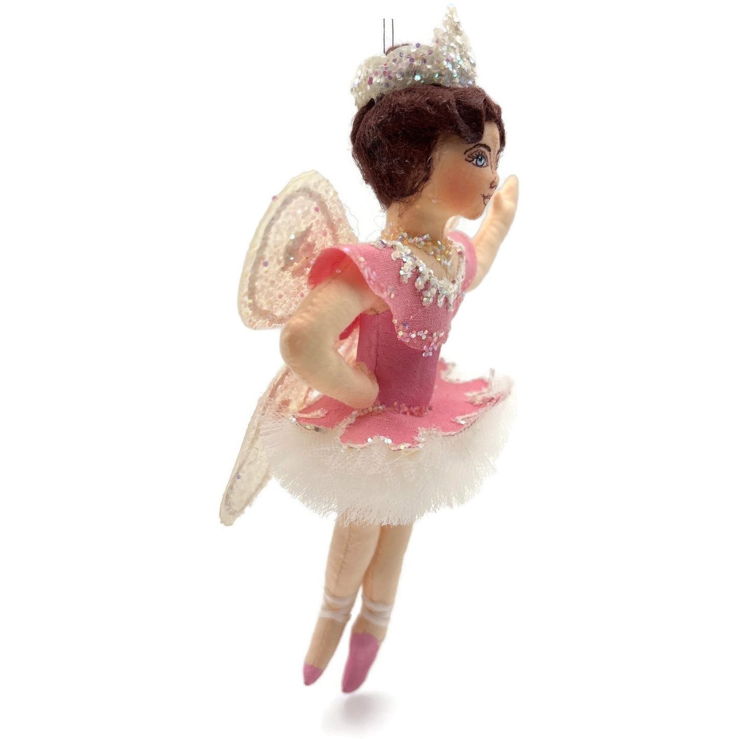 Gladys Boalt Sugar Plum Fairy Nutcracker Pink Fabric Christmas Ornament Signed
