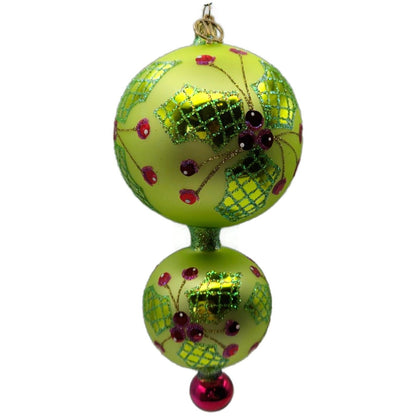 Majesty Glass Boughs of Hollywood Double Lime Green Christmas Tree Ornament