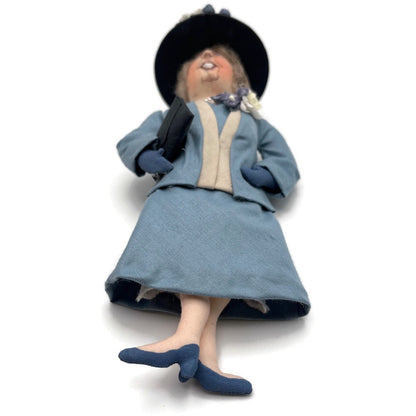 Gladys Boalt First Lady Eleanor Roosevelt Blue Fabric Christmas Ornament Signed