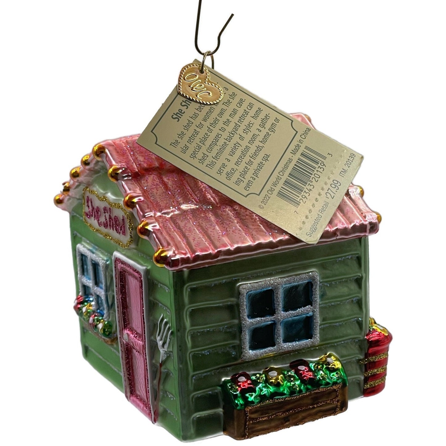 She Shed Ornament Old World Christmas Garden Yard Blown Glass Christmas Tree OWC