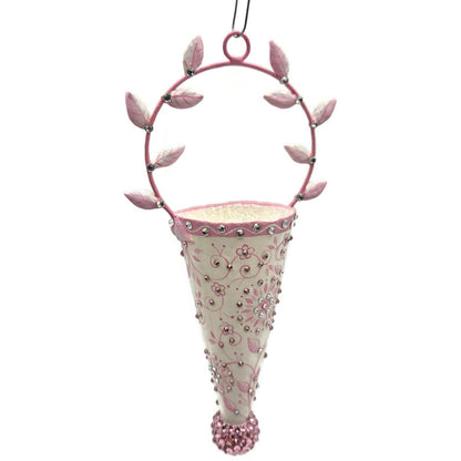 Patricia Breen Christmas Cornucopia Chinoiserie Pink Spring Ornament Basket CATZ