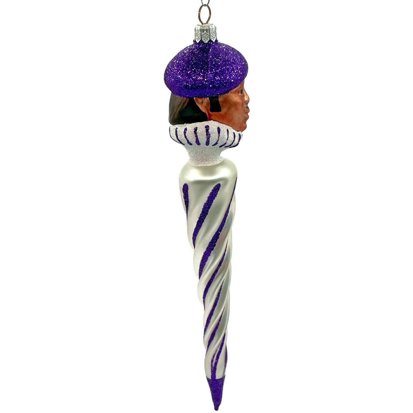 Patricia Breen French Twist Pearl Purple Stripe Glittered Tip Christmas Ornament