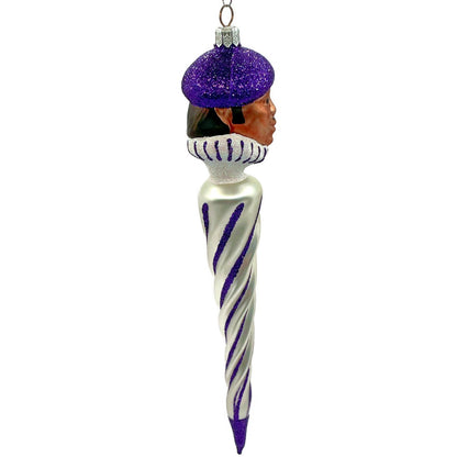Patricia Breen French Twist Pearl Purple Stripe Glittered Tip Christmas Ornament