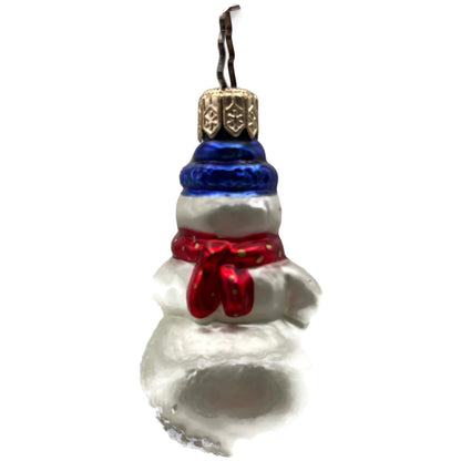 Snowman Red Scarf Polka Dot Green Gloves Christmas Tree Ornament