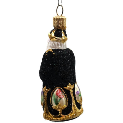 Patricia Breen Miniature Imperial Santa Black Spring Flower Christmas Ornament