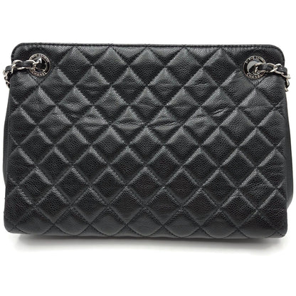 Chanel Grand Shopping Tote Handbag Black Caviar Leather Silver Hardware 13C GST